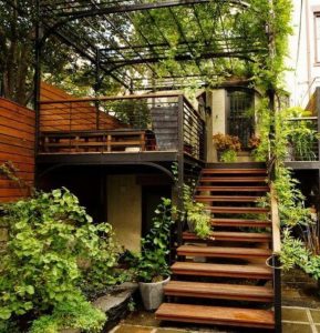 escalier bois exterieur terrasse