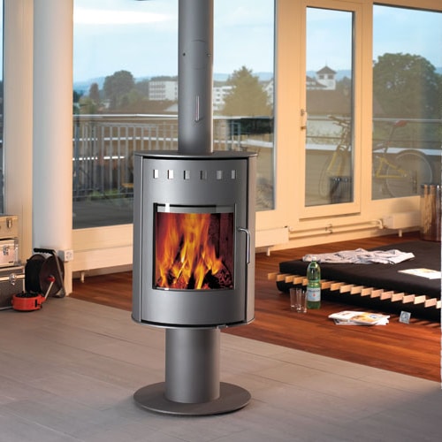 poele a bois salon design