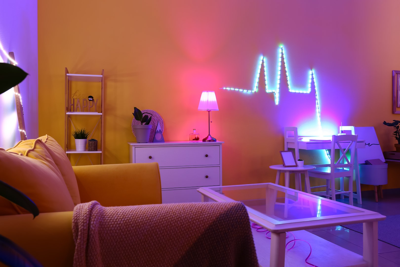 éclairage néon dans une chambre pour une décoration tendance