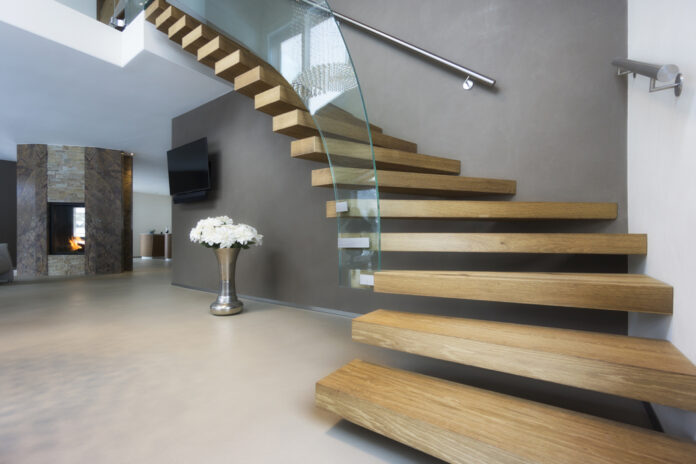 escalier bois garde corps verre