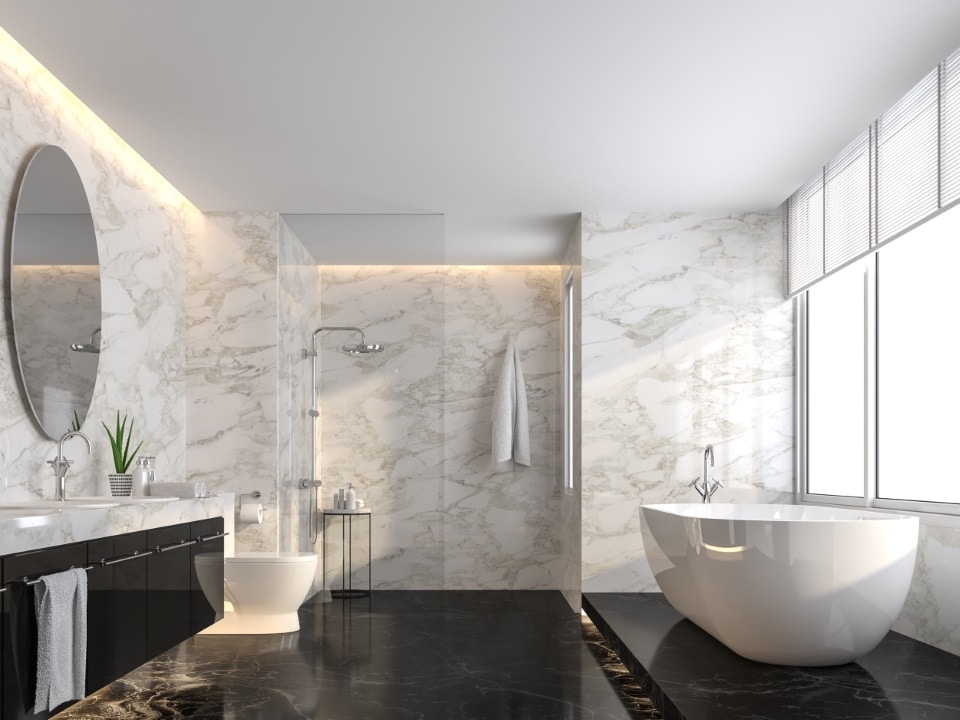 salle de bain noir blanc moderne