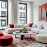 Quel canapé dans un salon contemporain ? canapé blanc rouge salon chic