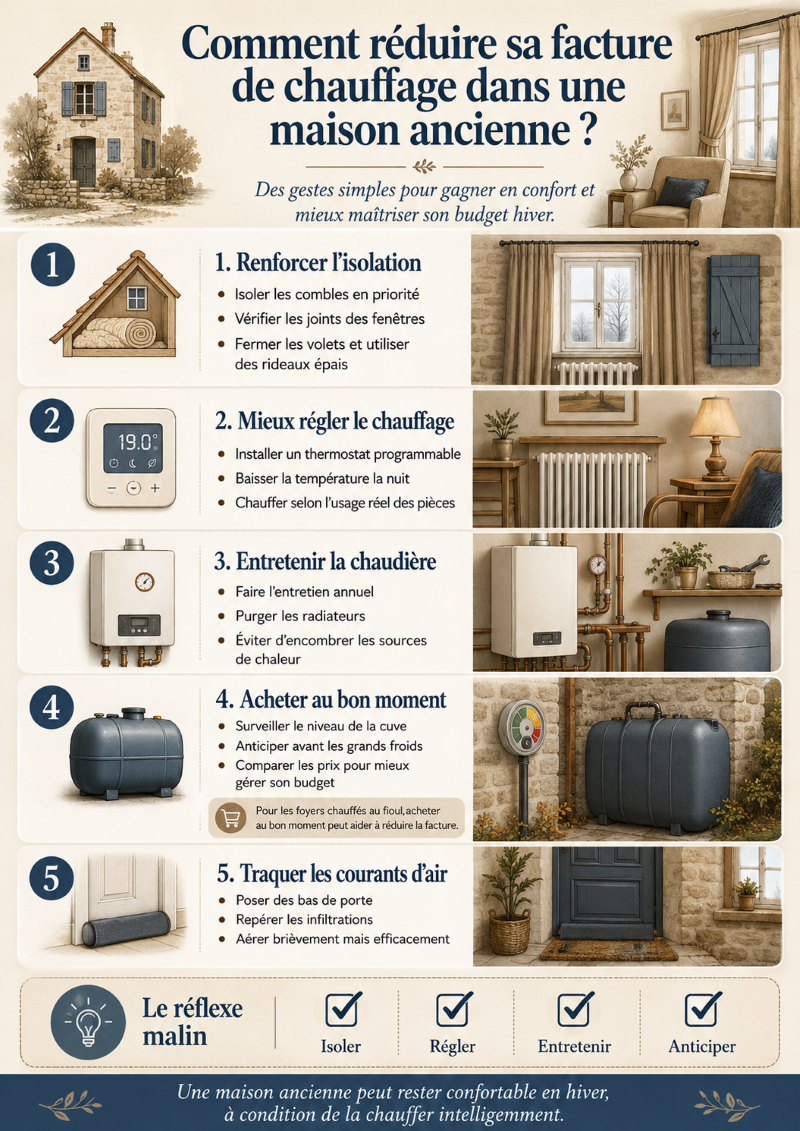 Comment réduire sa facture de chauffage dans une maison ancienne